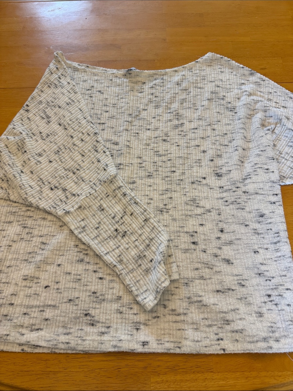 white birch Cream Ribbed Knit Top with Black Speckle